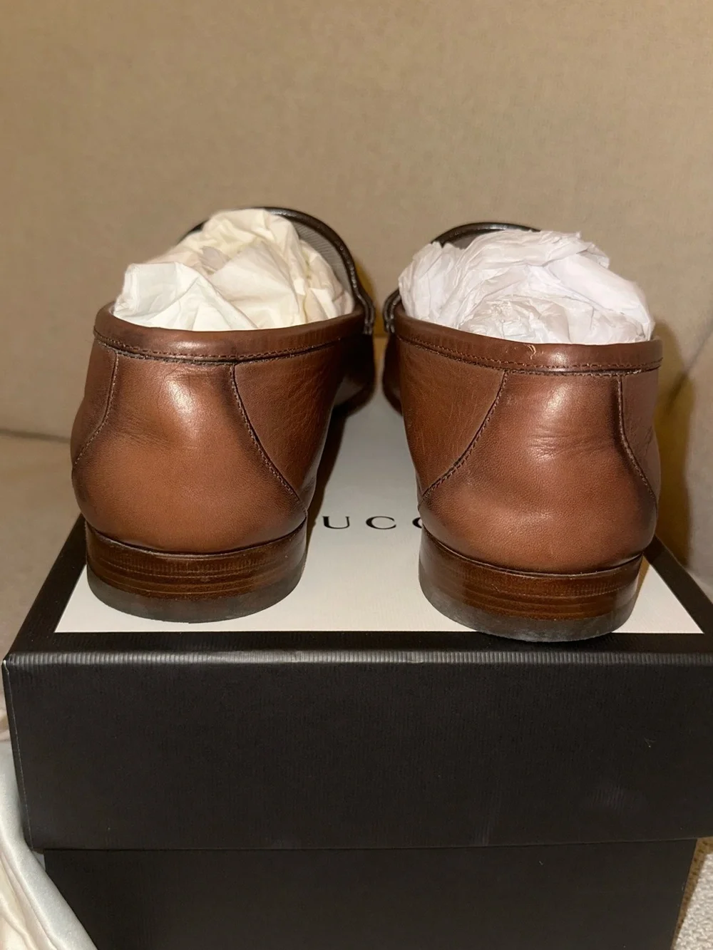 Gucci Brown Leather Horsebit Slip-On Loafers